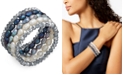 Macy's 5-Pc. Set White, Gray & Peacock Cultured Freshwater Baroque Pearl (7mm) and Rondel Crystal Stretch Bracelets